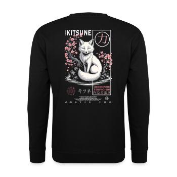 Kitsune Fuchs - japanisch asiatisch - Unisex Pullover - Schwarz - Hinten - Alina (178cm)