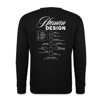 Human Design Blueprint - Unisex Pullover - Schwarz - Hinten - Alina (178cm)