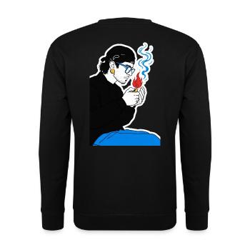 Alt-Typ zündet Rauch-Grafik Streetwear-Porträt - Unisex Pullover - Schwarz - Hinten - Michal (187cm)
