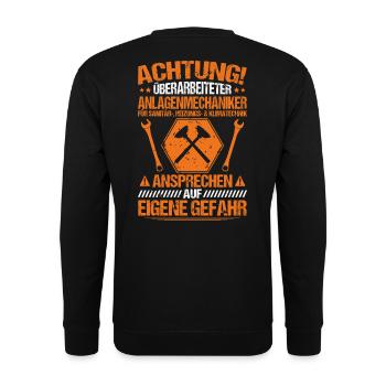Anlagenmechaniker/Sanitär/Klempner/Klima/Geschenk - Unisex Pullover - Schwarz - Hinten - Michal (187cm)