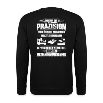 Zerspanungsmechaniker/Dreher/Fräser/Geschenk - Unisex Pullover - Schwarz - Hinten - Michal (187cm)