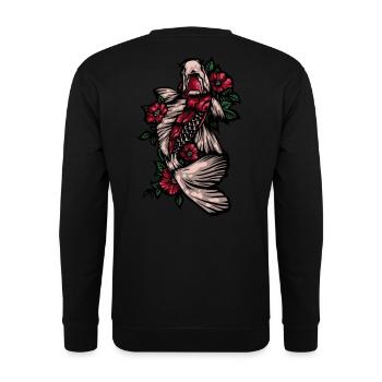 Koi Fish mit Rosen - Unisex Pullover - Schwarz - Hinten - Alina (178cm)