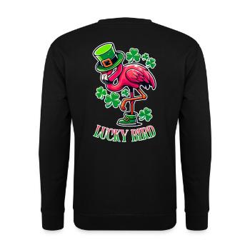 Lucky Bird – St. Patrick's Flamingo - Unisex Sweatshirt - black - Back - Michal (187cm)