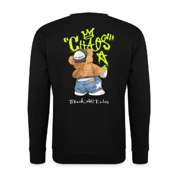 Chaos Bär Graffiti Break All Rules - Unisex Pullover - Schwarz - Hinten - Alina (178cm)