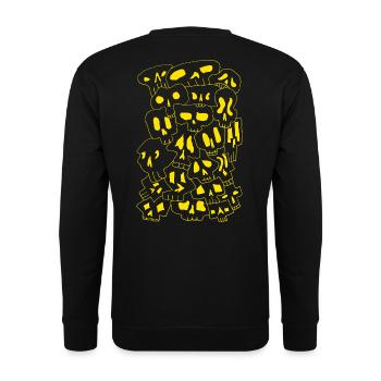 Skulls (Outlines Gelb) - Unisex Pullover - Schwarz - Hinten - Michal (187cm)