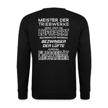 Fluggerätmechaniker/Fluggerätmechanikerin - Unisex Pullover - Schwarz - Hinten - Michal (187cm)