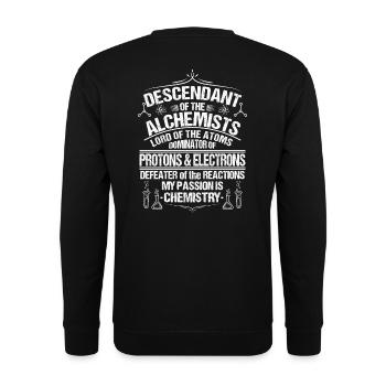 Chemie Chemiker Chemikant Chemielaborant Chemik - Unisex Pullover - Schwarz - Hinten - Alina (178cm)
