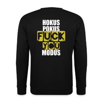 hokuspokus fuck you modus - Unisex Sweatshirt - black - Back - Alina (178cm)