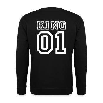 King 01, Paar-Liebe, verliebt, Beziehung, liebe - Unisex Pullover - Schwarz - Hinten - Alina (178cm)
