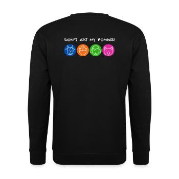 Don't eat my homies! Tierfreunde Haustiere Vegan - Unisex Pullover - Schwarz - Hinten - Alina (178cm)