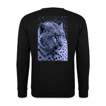 Snow Leopard Blue Eyes - Unisex Sweatshirt - black - Back - Alina (178cm)