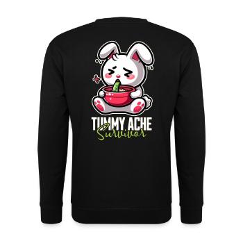 Tummy Ache Survivor – Funny Bunny Design - Unisex Sweatshirt - black - Back - Alina (178cm)