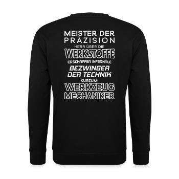 Werkzeugmechaniker/Werkzeugmacher/Werkzeuge - Unisex Pullover - Schwarz - Hinten - Michal (187cm)