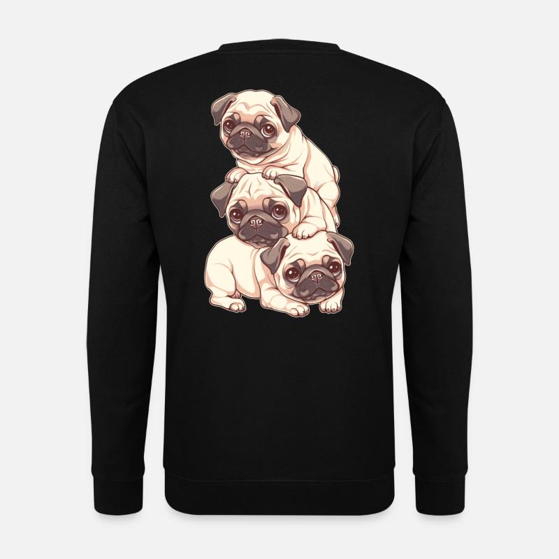 Mops Stapel - Unisex Pullover - Schwarz