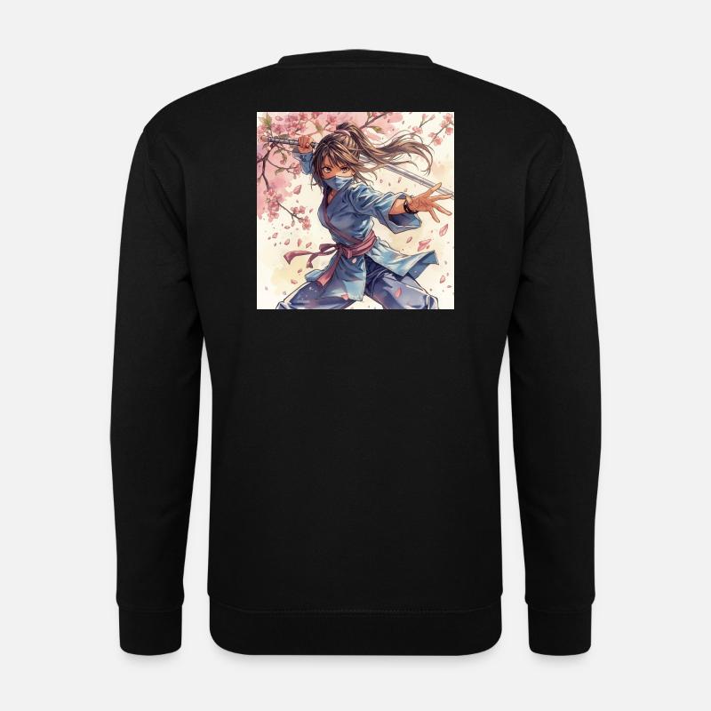 Blütenklinge Ninja im Kimono - Unisex Pullover - Schwarz