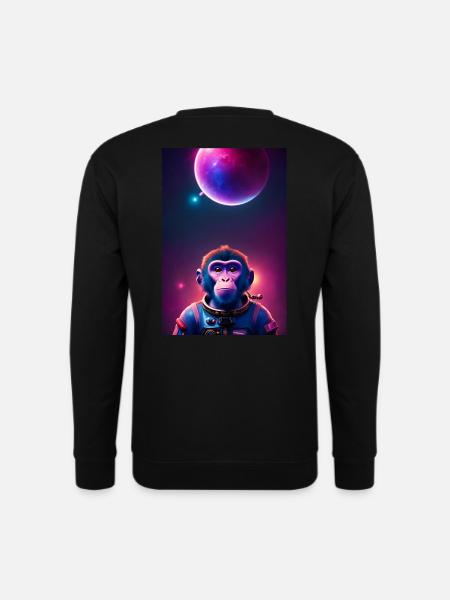 Space Monkey Grafik - Cooler Synthwave-Astronaut - Unisex Pullover - Schwarz