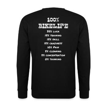 100% BIKE LIFE - white edition - Unisex Pullover - Schwarz - Hinten - Michal (187cm)