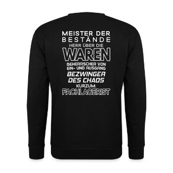 Fachlagerist/Lager/Handelsfachpacker/Lagerarbeiter - Unisex Pullover - Schwarz - Hinten - Alina (178cm)