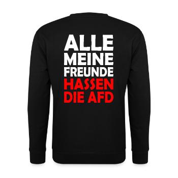 alle meine freunde hassen die afd - Unisex Pullover - Schwarz - Hinten - Alina (178cm)