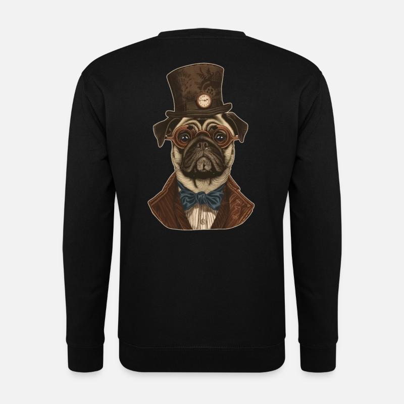 Steampunk Pug - Unisex Sweatshirt - black