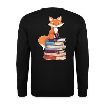 Renard sur pile de livres - Sweat-shirt Unisexe - noir - Dos - Alina (178cm)