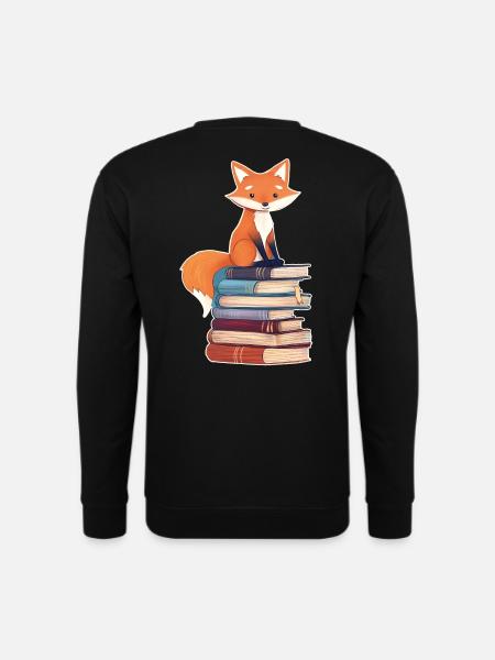 Fox on stack of books - Unisex Sweatshirt - black