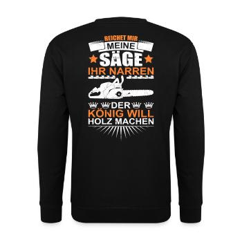 Kettensäge Motorsäge Holz Machen - Unisex Pullover - Schwarz - Hinten - Alina (178cm)