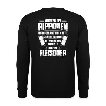 Fleisch Metzger Schlachter Fleischerei Geschenk - Unisex Pullover - Schwarz - Hinten - Alina (178cm)