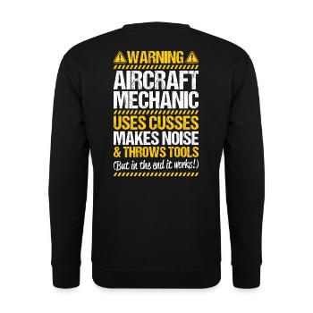 Mécanicien d’avions Aircraft Mechanic - Sweat-shirt Unisexe - noir - Dos - Alina (178cm)