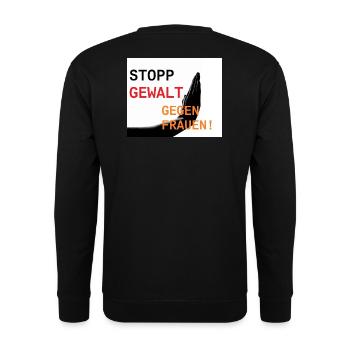 Stopp Gewalt gegen Frauen - Unisex Pullover - Schwarz - Hinten - Alina (178cm)