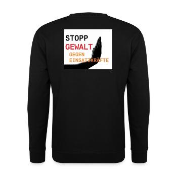 Stopp Gewalt gegen Einsatzkräfte - Unisex Pullover - Schwarz - Hinten - Alina (178cm)