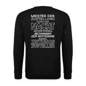 Zeitungszusteller/Zeitungszustellerin/Zeitungen - Unisex Pullover - Schwarz - Hinten - Alina (178cm)