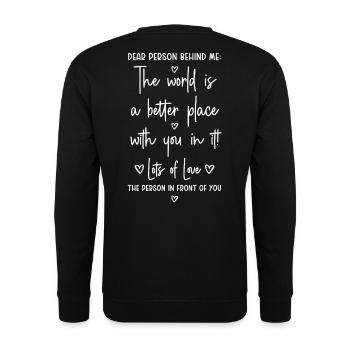 Chère personne derrière moi - Sweat-shirt Unisexe - noir - Dos - Alina (178cm)