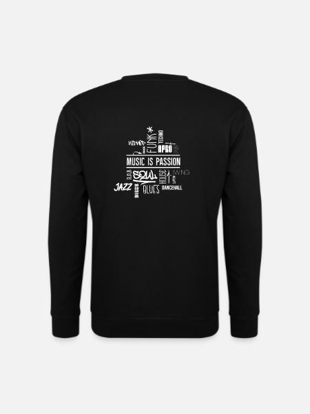 Music is passion - Wordcloud (white) (Rücken) - Unisex Pullover - Schwarz