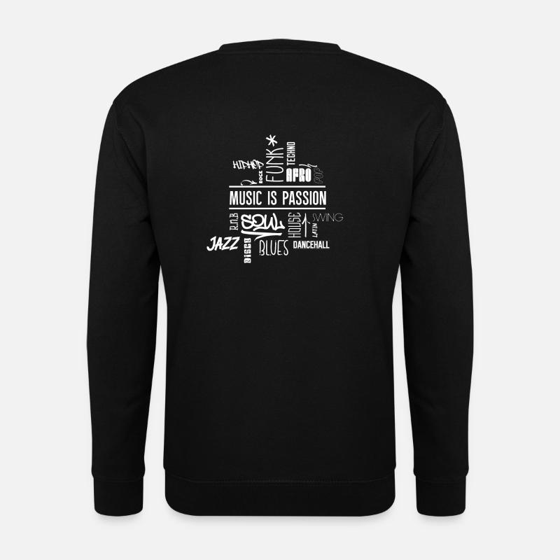 Music is passion - Wordcloud (white) (Rücken) - Unisex Pullover - Schwarz