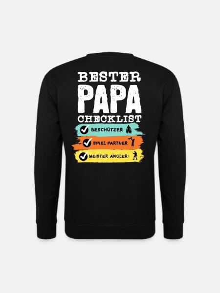 Angler Papa - Bester Papa Checklist - Unisex Pullover - Schwarz