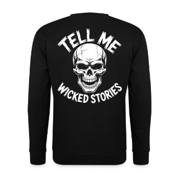 Tell Me Wicked Stories Skull - Unisex Pullover - Schwarz - Hinten - Michal (187cm)
