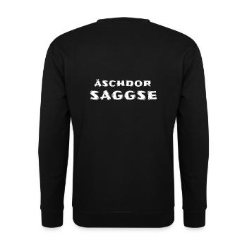 Äschdor Saggse Echter Sachse - Unisex Pullover - Schwarz - Hinten - Alina (178cm)