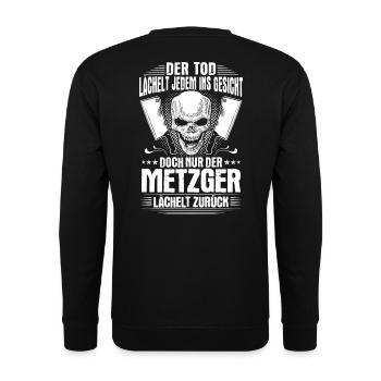 Metzger Metzgerei Fleischer Fleischerei Geschenk - Unisex Pullover - Schwarz - Hinten - Michal (187cm)