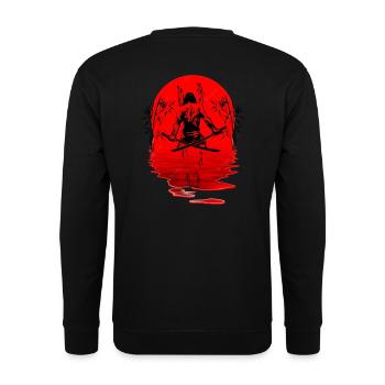 Samurai Krieger Ninja Japan Sonne - Unisex Pullover - Schwarz - Hinten - Michal (187cm)