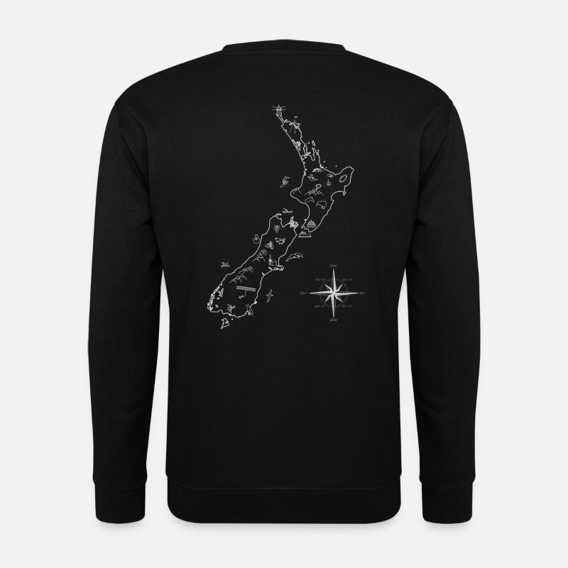 Neuseeland Reise Karte - Unisex Pullover - Schwarz