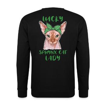 Lucky Sphynx Cat Lady Saint-Patrick - Sweat-shirt Unisexe - noir - Dos - Michal (187cm)