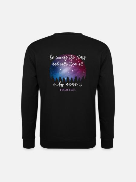 Christliches Zitat Psalm 147:4 - Unisex Pullover - Schwarz
