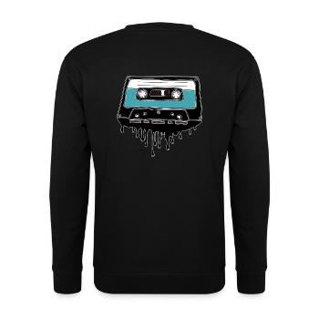 Kassette schmelzend 80's Motiv - Unisex Pullover - Schwarz - Hinten - Alina (178cm)