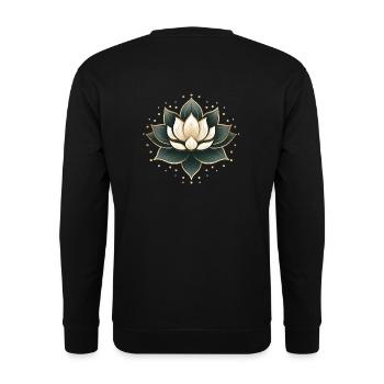 Lotusblüte - Unisex Pullover - Schwarz - Hinten - Alina (178cm)
