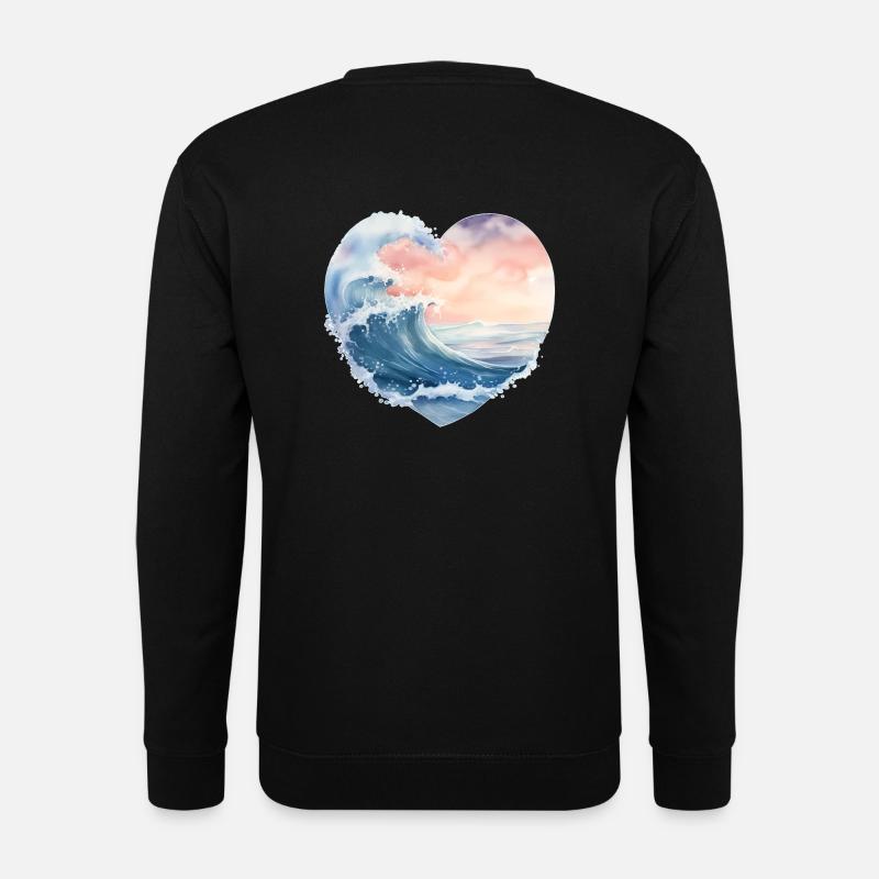 Wave Sea Heart Shape - Unisex Sweatshirt - black