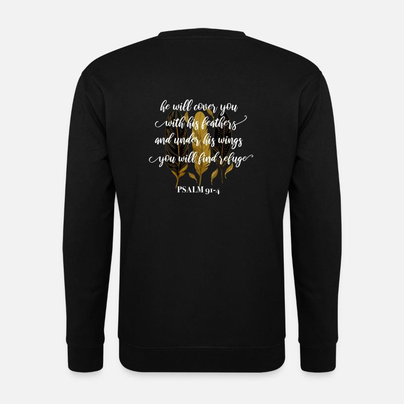 Bibelvers Psalm 91:4 - Unisex Pullover - Schwarz