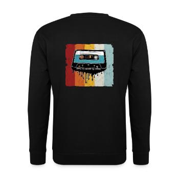 Retro cassette melting - Unisex Sweatshirt - black - Back - Alina (178cm)