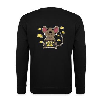Funny mouse cheese - Unisex Sweatshirt - black - Back - Alina (178cm)