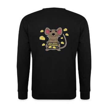 Funny mouse with cheese - Unisex Sweatshirt - black - Back - Alina (178cm)